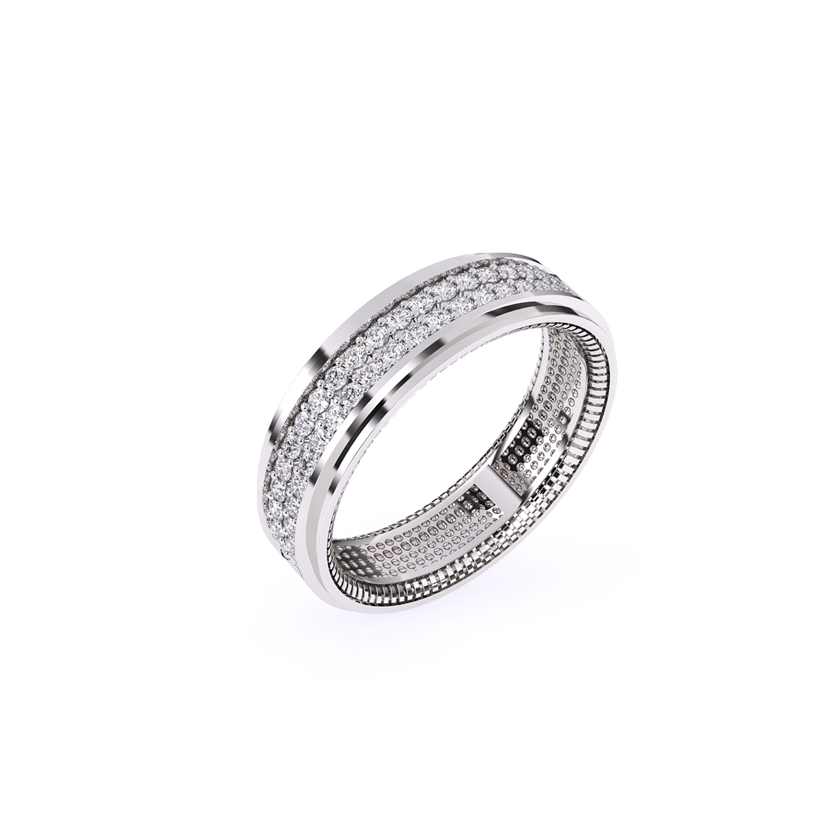 Elegant Two Row Round Diamond Wedding Band